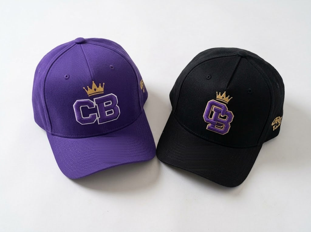 CB Crown Structured Caps in purple and black